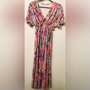 Beeson River multicolor floral print maxi dress size large